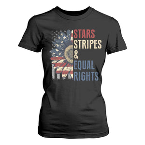 Funny Stars Stripes And Equal Rights T Shirt For Women 4th Of July Women's Rights Sunflower TS11 Black Print Your Wear
