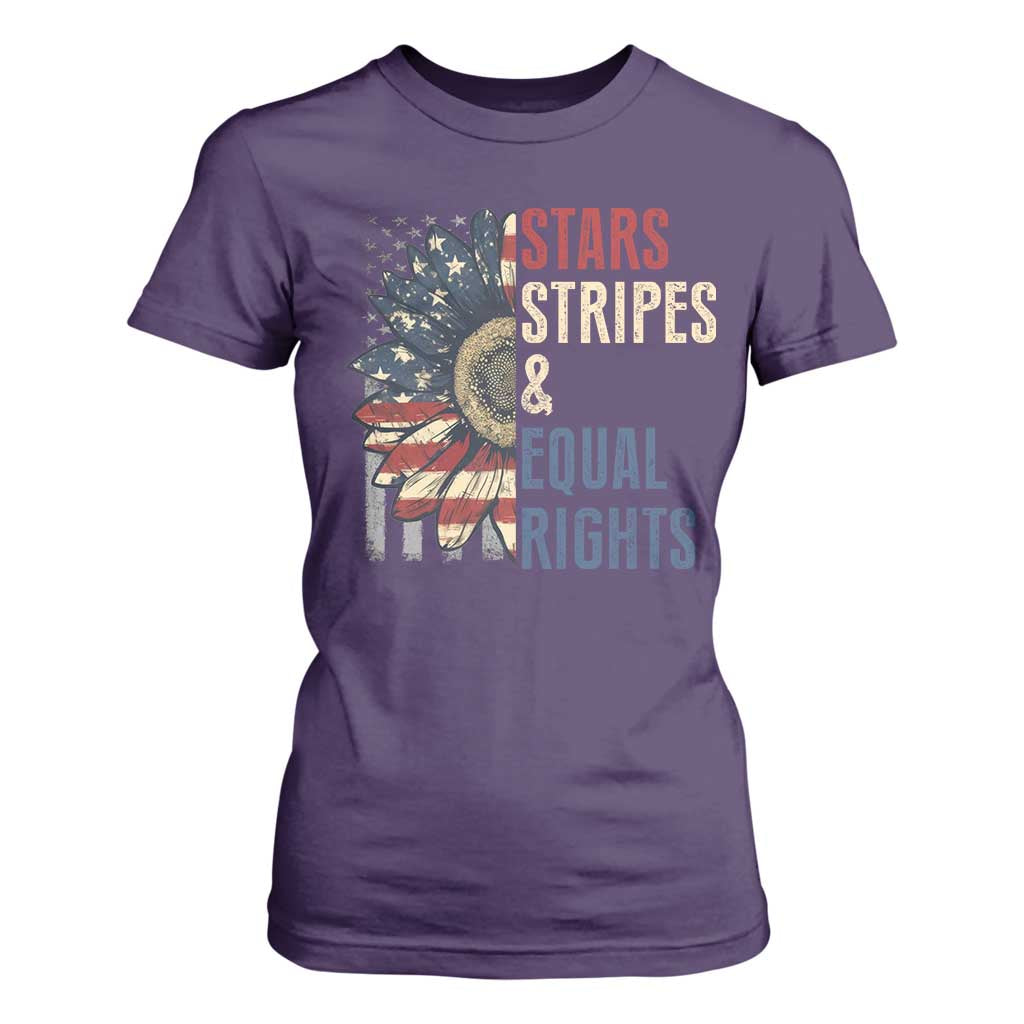 Funny Stars Stripes And Equal Rights T Shirt For Women 4th Of July Women's Rights Sunflower TS11 Purple Print Your Wear
