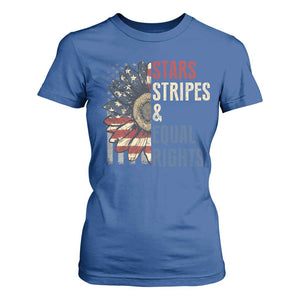 Funny Stars Stripes And Equal Rights T Shirt For Women 4th Of July Women's Rights Sunflower TS11 Royal Blue Print Your Wear