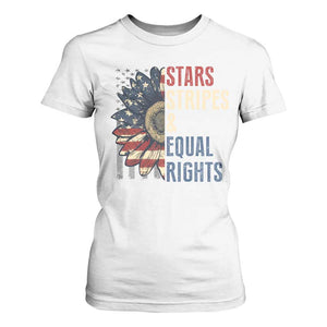 Funny Stars Stripes And Equal Rights T Shirt For Women 4th Of July Women's Rights Sunflower TS11 White Print Your Wear