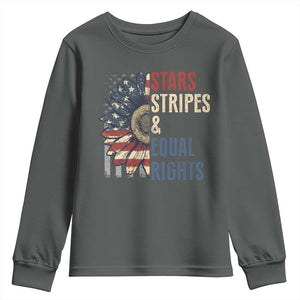 Funny Stars Stripes And Equal Rights Youth Sweatshirt 4th Of July Women's Rights Sunflower TS11 Dark Heather Print Your Wear