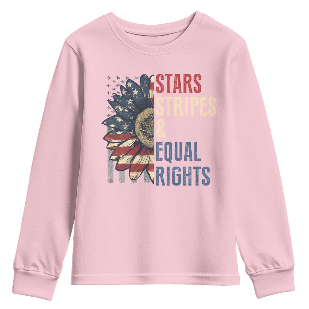 Funny Stars Stripes And Equal Rights Youth Sweatshirt 4th Of July Women's Rights Sunflower TS11 Light Pink Print Your Wear