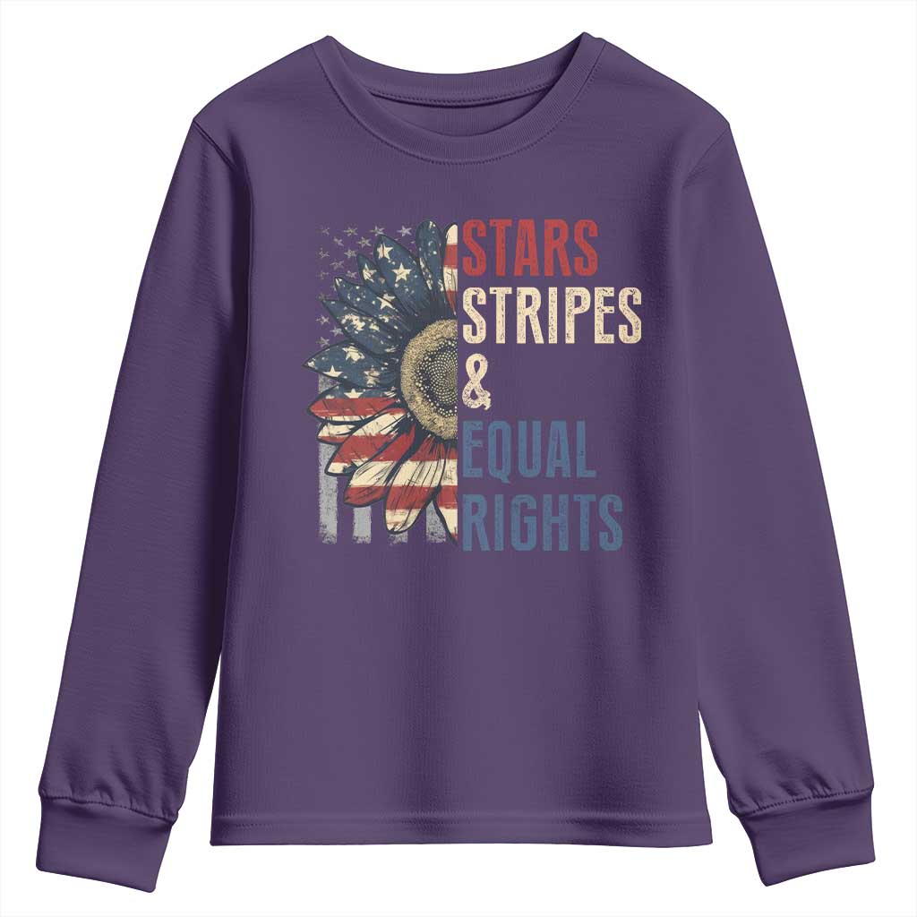 Funny Stars Stripes And Equal Rights Youth Sweatshirt 4th Of July Women's Rights Sunflower TS11 Purple Print Your Wear