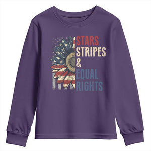 Funny Stars Stripes And Equal Rights Youth Sweatshirt 4th Of July Women's Rights Sunflower TS11 Purple Print Your Wear