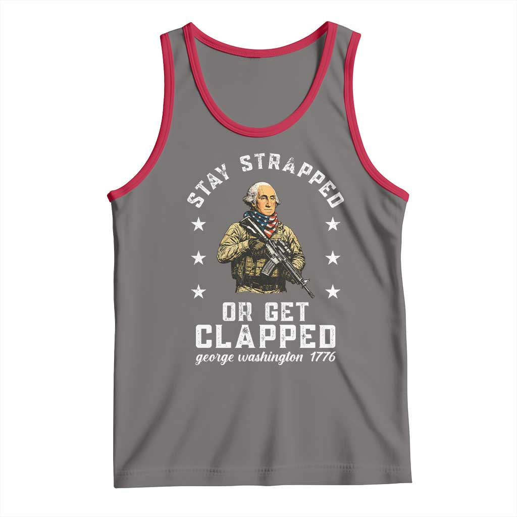 Funny Stay Trapped Or Get Clapped George Washington Tank Top 4th of July TS11 Deep Heather Red Print Your Wear