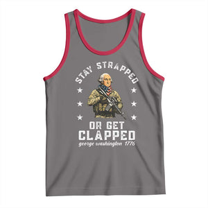 Funny Stay Trapped Or Get Clapped George Washington Tank Top 4th of July TS11 Deep Heather Red Print Your Wear