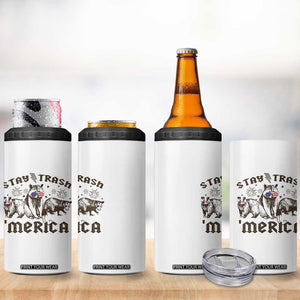 Funny Stay Trash Merica 4 in 1 Can Cooler Tumbler 4th Of July Racoon Opossum Badger TS11 Print Your Wear