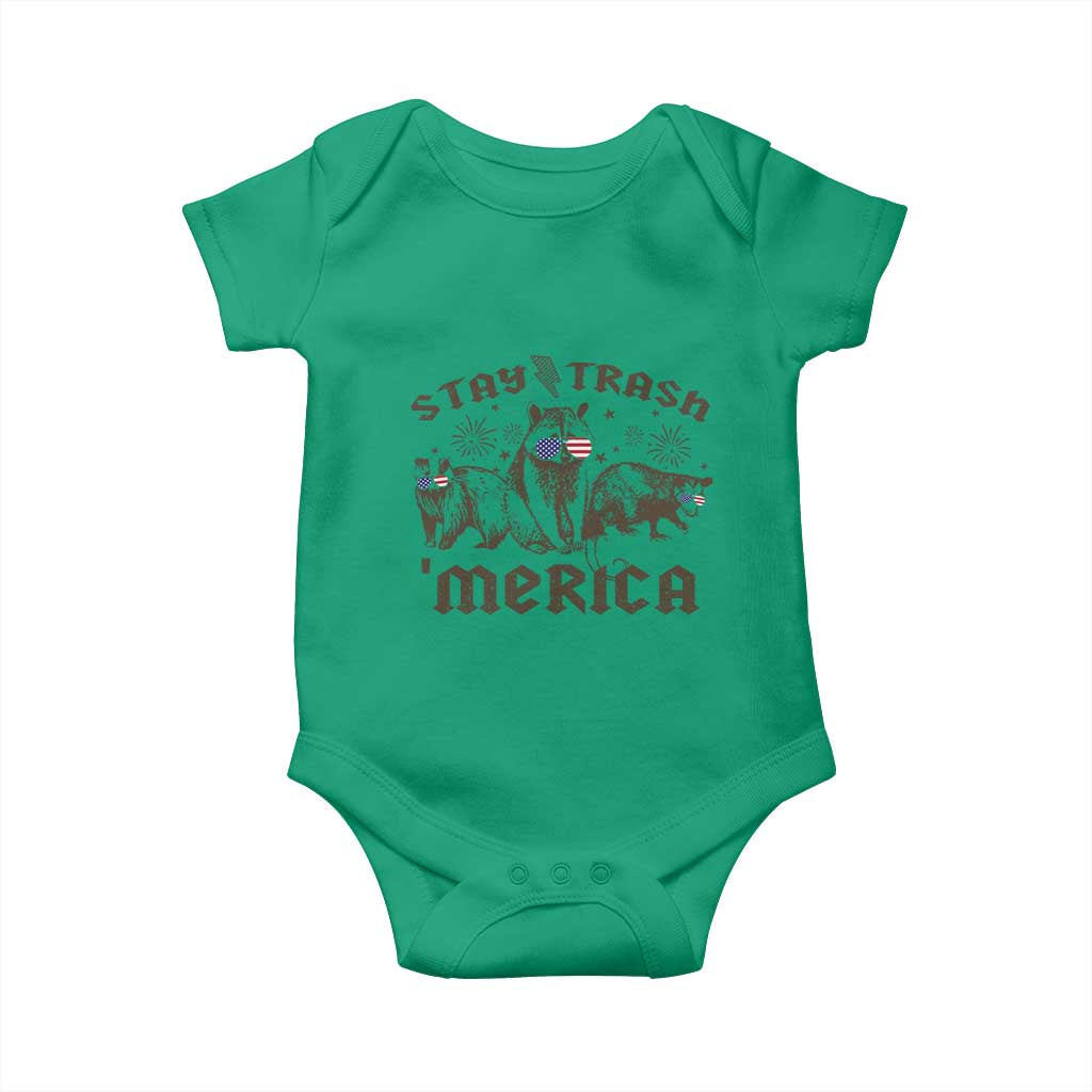 Funny Stay Trash Merica Baby Onesie 4th Of July Racoon Opossum Badger TS11 Irish Green Print Your Wear