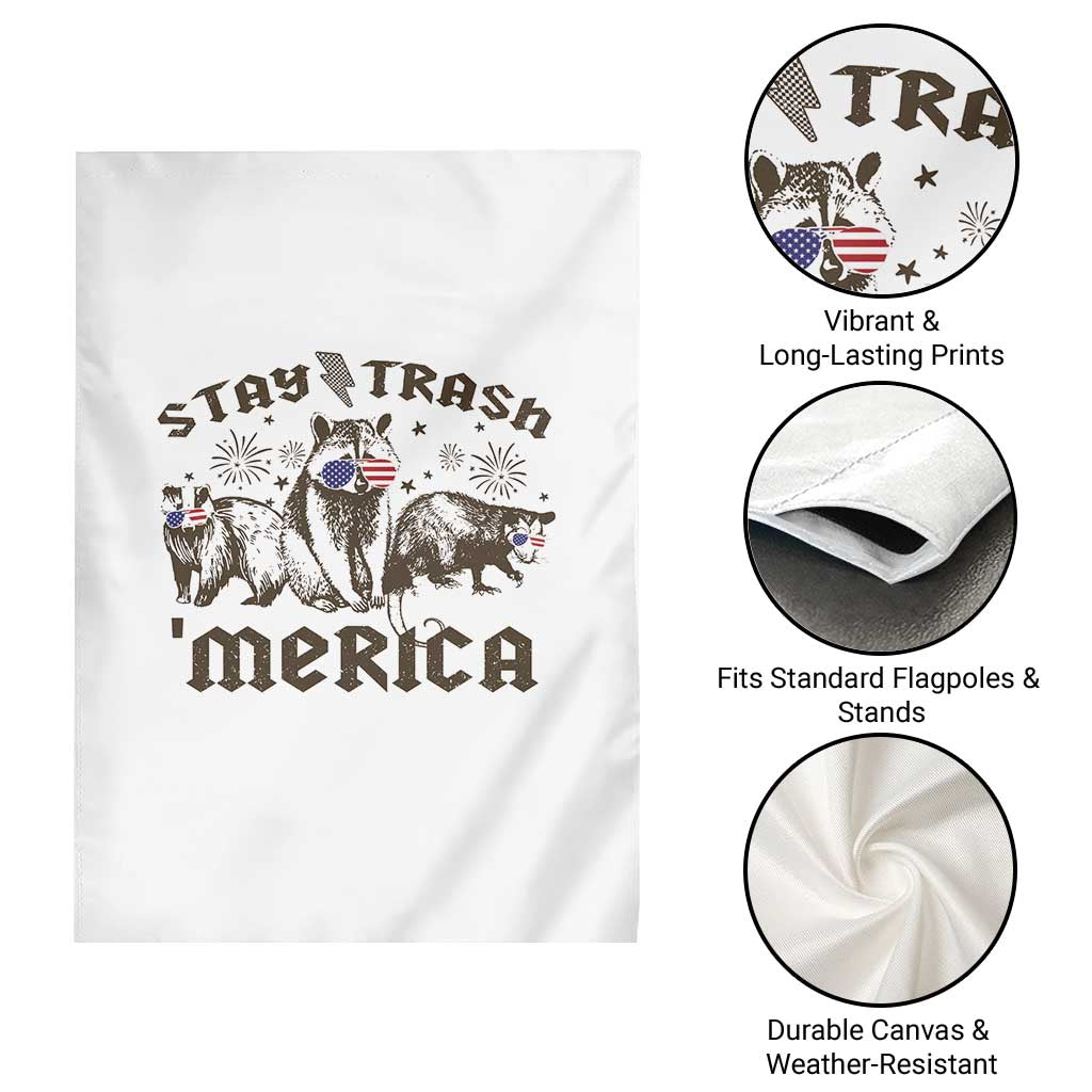 Funny Stay Trash Merica Garden Flag 4th Of July Racoon Opossum Badger TS11 Print Your Wear