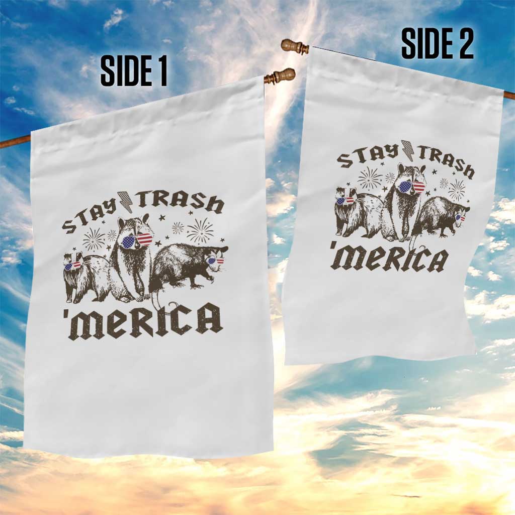 Funny Stay Trash Merica Garden Flag 4th Of July Racoon Opossum Badger TS11 Print Your Wear