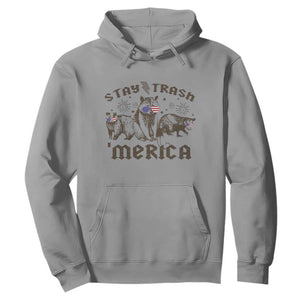 Funny Stay Trash Merica Hoodie 4th Of July Racoon Opossum Badger TS11 Sport Gray Print Your Wear