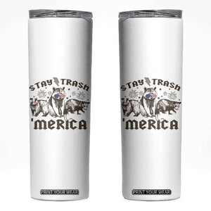 Funny Stay Trash Merica Skinny Tumbler 4th Of July Racoon Opossum Badger TS11 White Print Your Wear