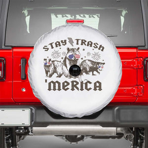 Funny Stay Trash Merica Spare Tire Cover 4th Of July Racoon Opossum Badger TS11 White Print Your Wear