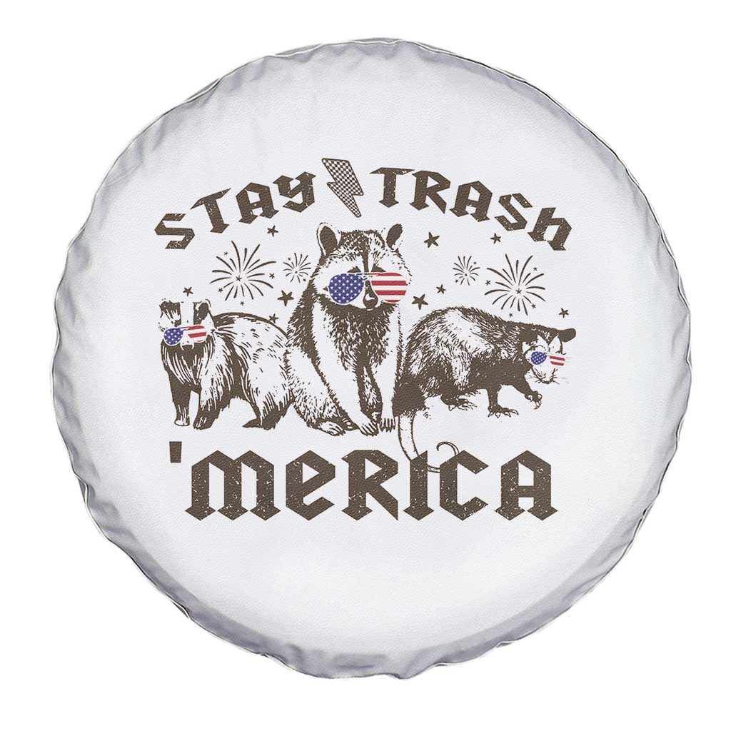 Funny Stay Trash Merica Spare Tire Cover 4th Of July Racoon Opossum Badger TS11 Print Your Wear