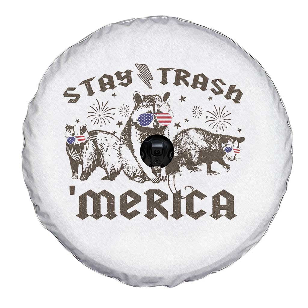 Funny Stay Trash Merica Spare Tire Cover 4th Of July Racoon Opossum Badger TS11 Print Your Wear