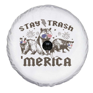 Funny Stay Trash Merica Spare Tire Cover 4th Of July Racoon Opossum Badger TS11 Print Your Wear