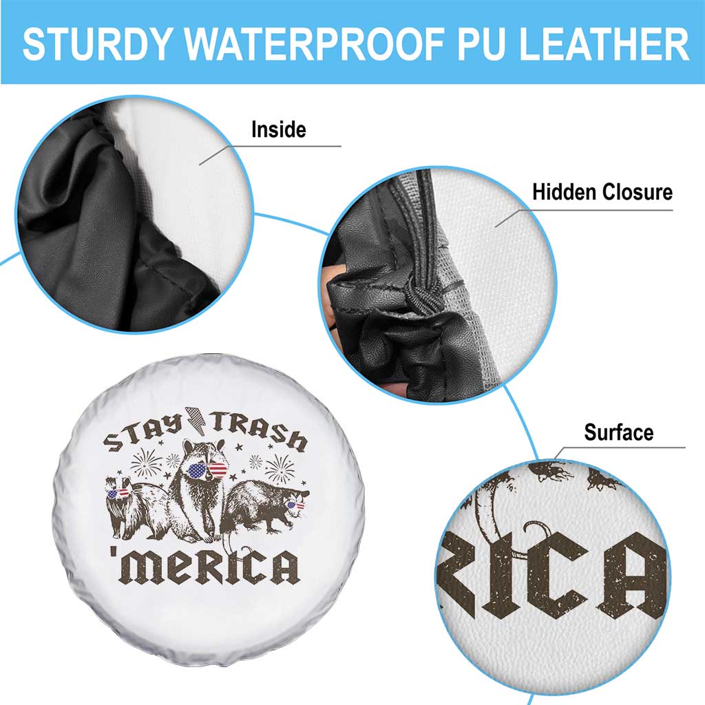 Funny Stay Trash Merica Spare Tire Cover 4th Of July Racoon Opossum Badger TS11 Print Your Wear