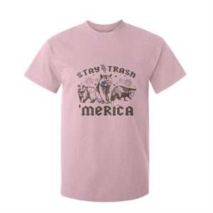 Funny Stay Trash Merica T Shirt For Kid 4th Of July Racoon Opossum Badger TS11 Light Pink Print Your Wear