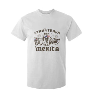 Funny Stay Trash Merica T Shirt For Kid 4th Of July Racoon Opossum Badger TS11 White Print Your Wear