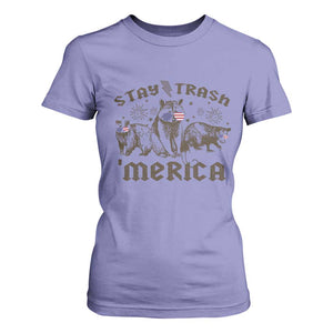 Funny Stay Trash Merica T Shirt For Women 4th Of July Racoon Opossum Badger TS11 Violet Print Your Wear