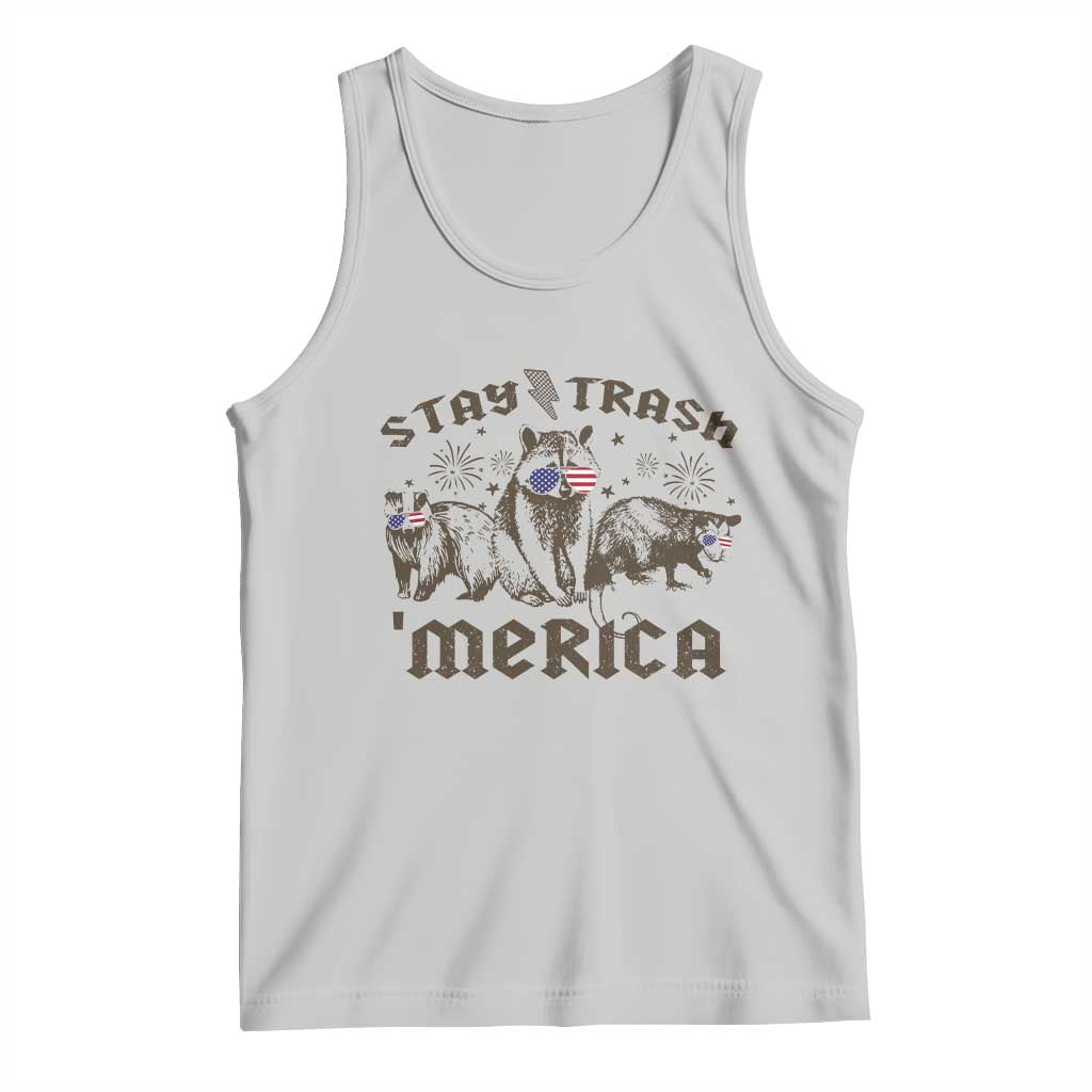 Funny Stay Trash Merica Tank Top 4th Of July Racoon Opossum Badger TS11 Ash Print Your Wear