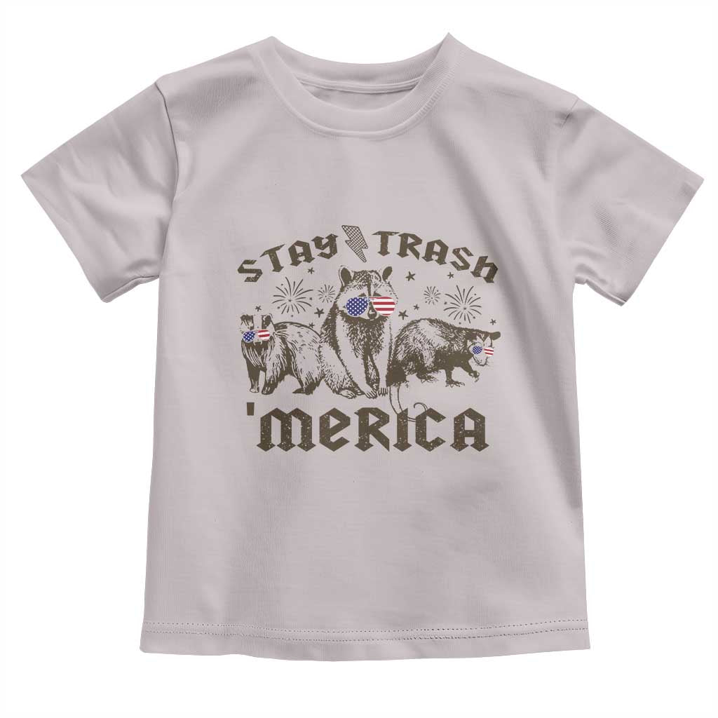 Funny Stay Trash Merica Toddler T Shirt 4th Of July Racoon Opossum Badger TS11 Ice Gray Print Your Wear