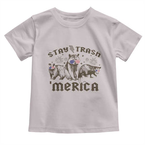Funny Stay Trash Merica Toddler T Shirt 4th Of July Racoon Opossum Badger TS11 Ice Gray Print Your Wear