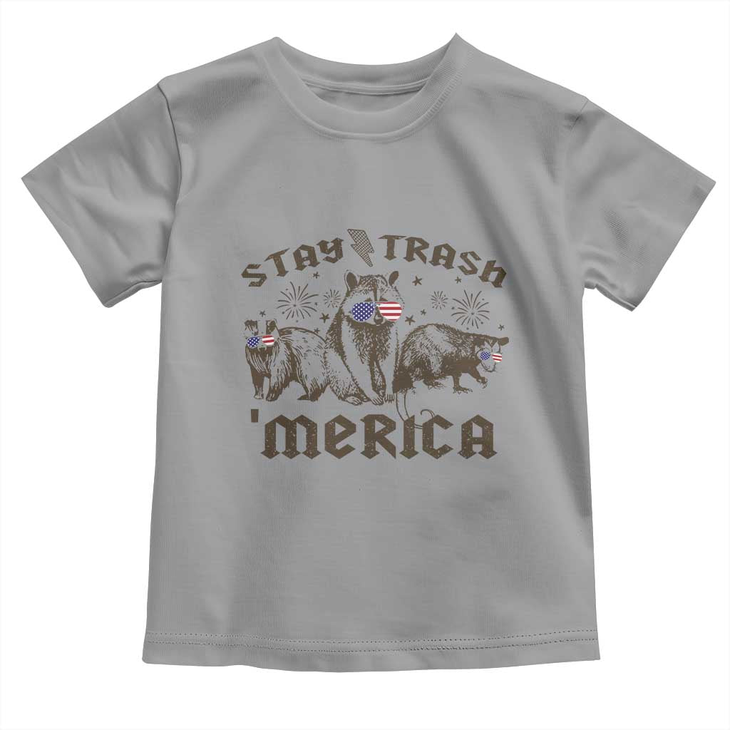 Funny Stay Trash Merica Toddler T Shirt 4th Of July Racoon Opossum Badger TS11 Sport Gray Print Your Wear