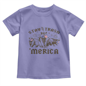Funny Stay Trash Merica Toddler T Shirt 4th Of July Racoon Opossum Badger TS11 Violet Print Your Wear