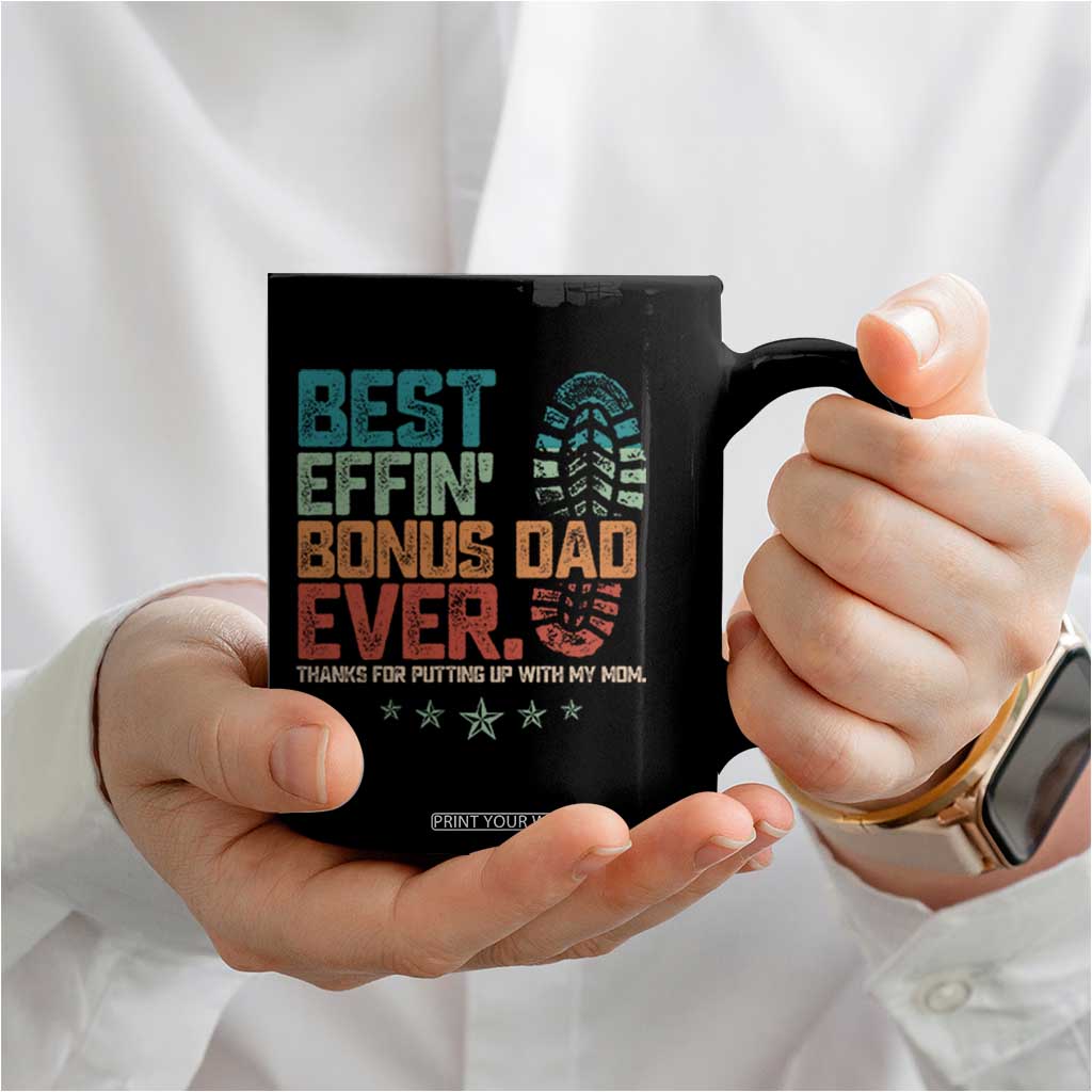 Funny Step Dad Coffee Mug Best Effin Bonus Dad Ever Retro TS10 Print Your Wear
