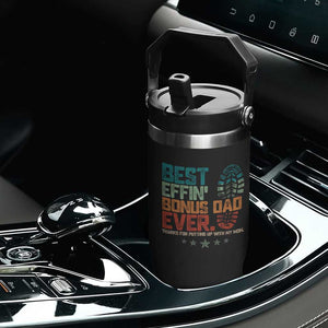 Funny Step Dad Flip Straw Tumbler Best Effin Bonus Dad Ever Retro TS10 Print Your Wear