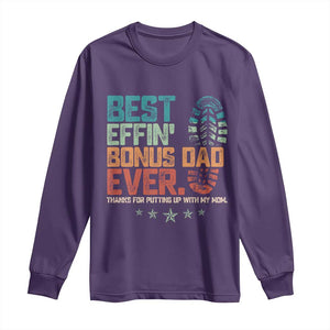 Funny Step Dad Long Sleeve Shirt Best Effin Bonus Dad Ever Retro TS10 Purple Print Your Wear