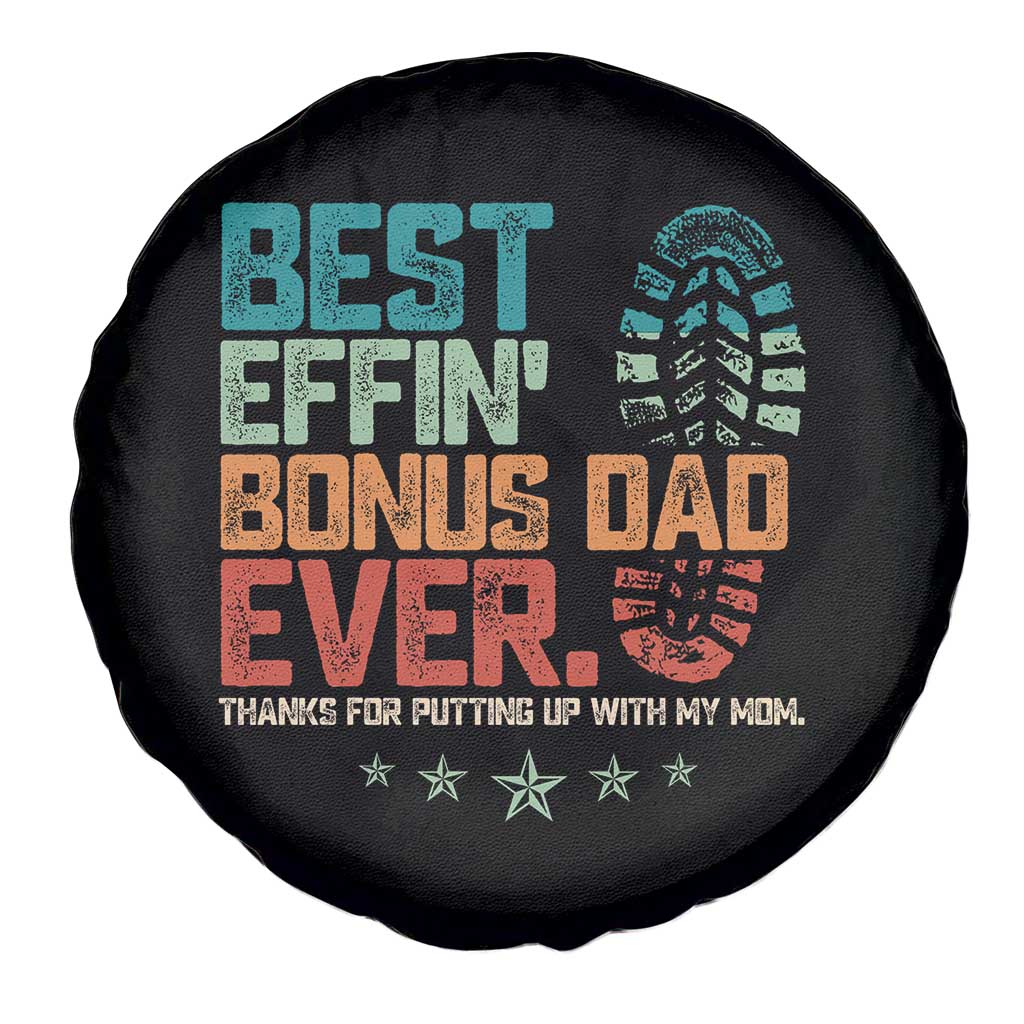 Funny Step Dad Spare Tire Cover Best Effin Bonus Dad Ever Retro TS10 Print Your Wear