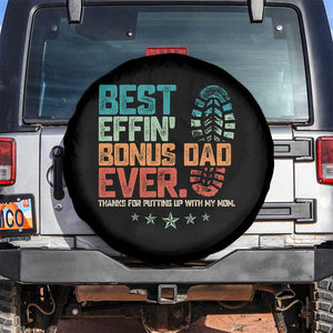 Funny Step Dad Spare Tire Cover Best Effin Bonus Dad Ever Retro TS10 No hole Black Print Your Wear