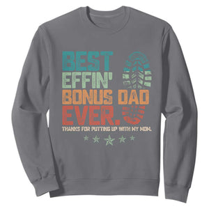 Funny Step Dad Sweatshirt Best Effin Bonus Dad Ever Retro TS10 Charcoal Print Your Wear