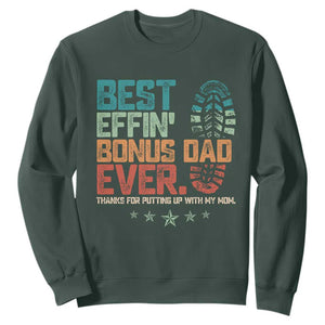 Funny Step Dad Sweatshirt Best Effin Bonus Dad Ever Retro TS10 Dark Forest Green Print Your Wear