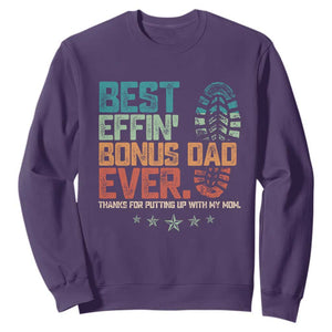 Funny Step Dad Sweatshirt Best Effin Bonus Dad Ever Retro TS10 Purple Print Your Wear