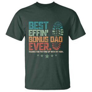 Funny Step Dad T Shirt Best Effin Bonus Dad Ever Retro TS10 Dark Forest Green Print Your Wear