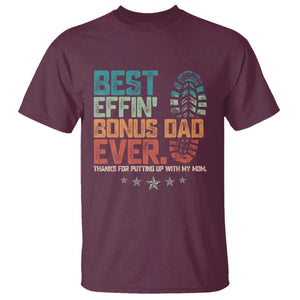 Funny Step Dad T Shirt Best Effin Bonus Dad Ever Retro TS10 Maroon Print Your Wear