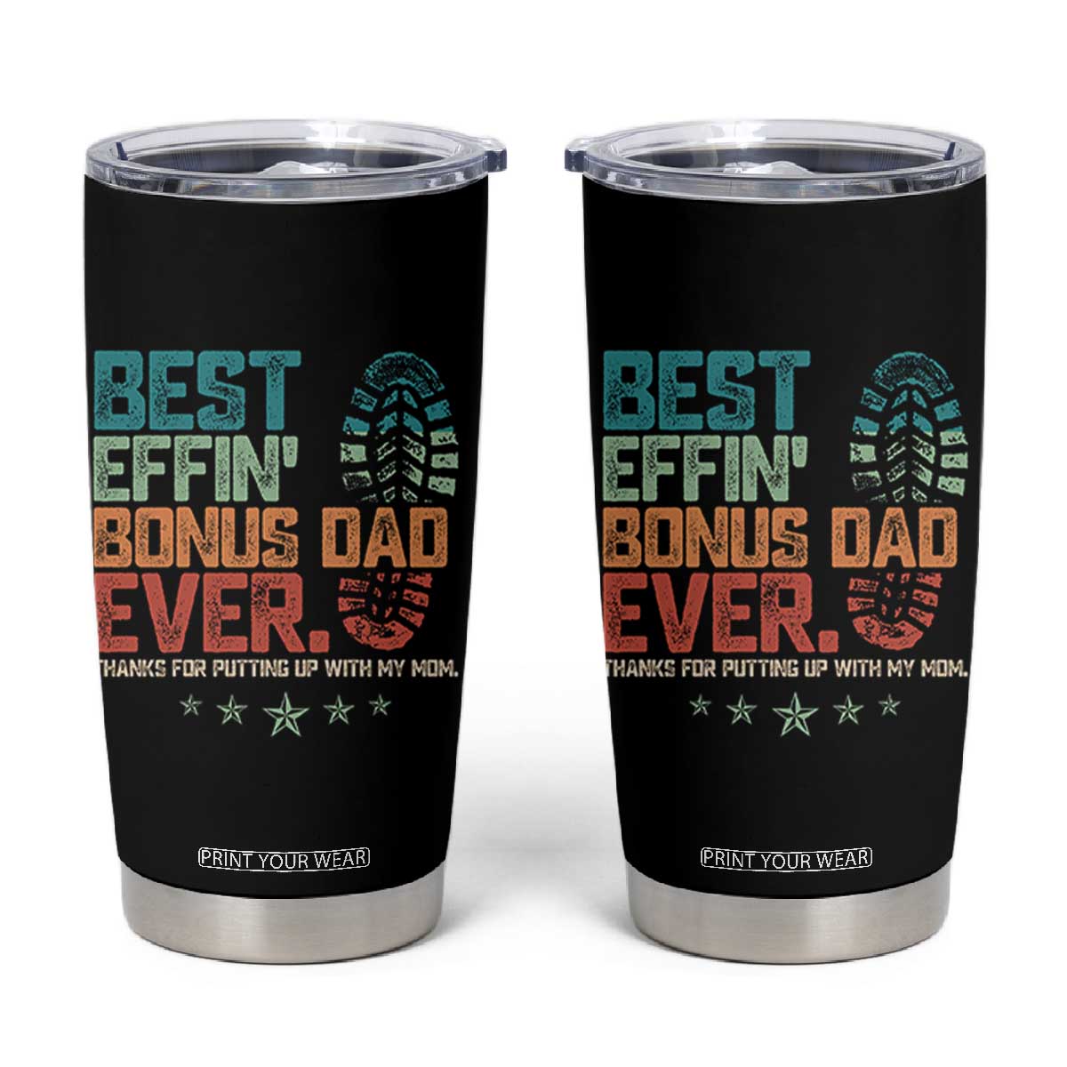 Funny Step Dad Tumbler Cup Best Effin Bonus Dad Ever Retro TS10 Black Print Your Wear