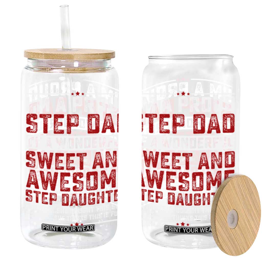 Funny Stepdad Glass Can Step Daughter Bonus Step Dad Fathers Day TS10 Black Print Your Wear
