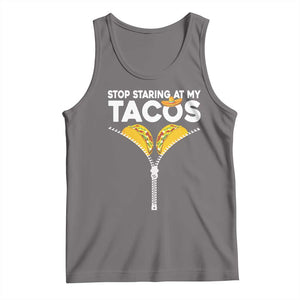 Funny Stop Staring At My Tacos Tank Top Mexican Cinco De Mayo TS11 Deep Heather Print Your Wear