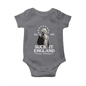 Funny Suck It England Baby Onesie 4th of July 1776 George Washington TS11 Charcoal Print Your Wear