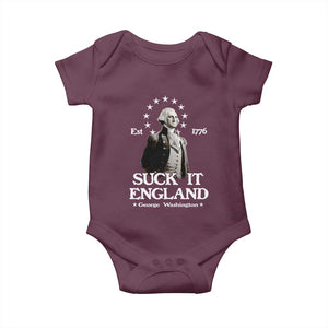 Funny Suck It England Baby Onesie 4th of July 1776 George Washington TS11 Maroon Print Your Wear