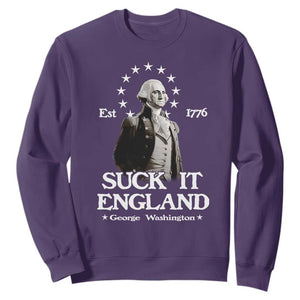 Funny Suck It England Sweatshirt 4th of July 1776 George Washington TS11 Purple Print Your Wear