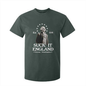 Funny Suck It England T Shirt For Kid 4th of July 1776 George Washington TS11 Dark Forest Green Print Your Wear