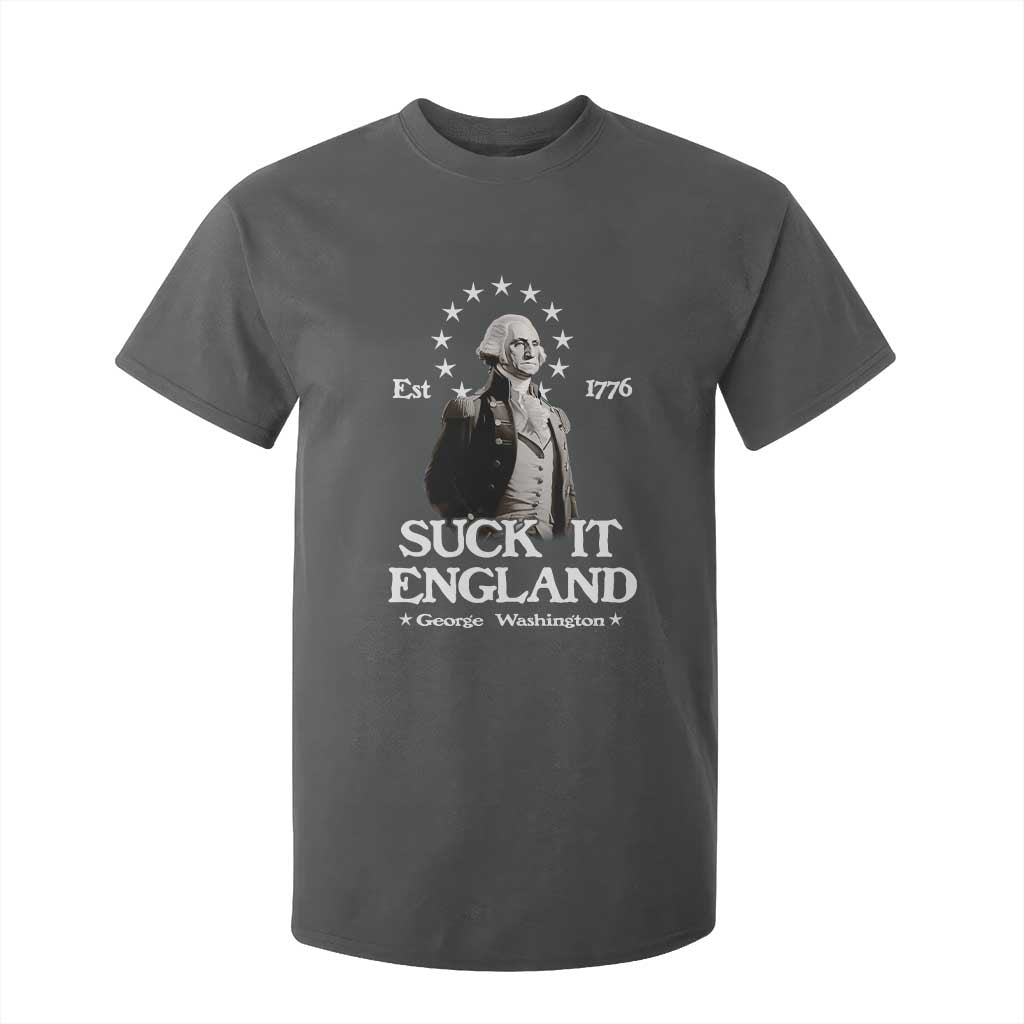 Funny Suck It England T Shirt For Kid 4th of July 1776 George Washington TS11 Dark Heather Print Your Wear