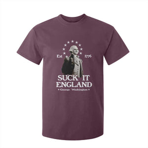Funny Suck It England T Shirt For Kid 4th of July 1776 George Washington TS11 Maroon Print Your Wear