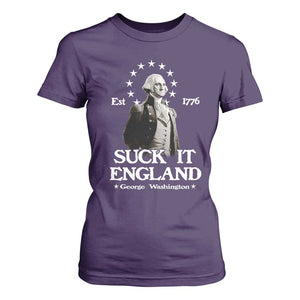 Funny Suck It England T Shirt For Women 4th of July 1776 George Washington TS11 Purple Print Your Wear