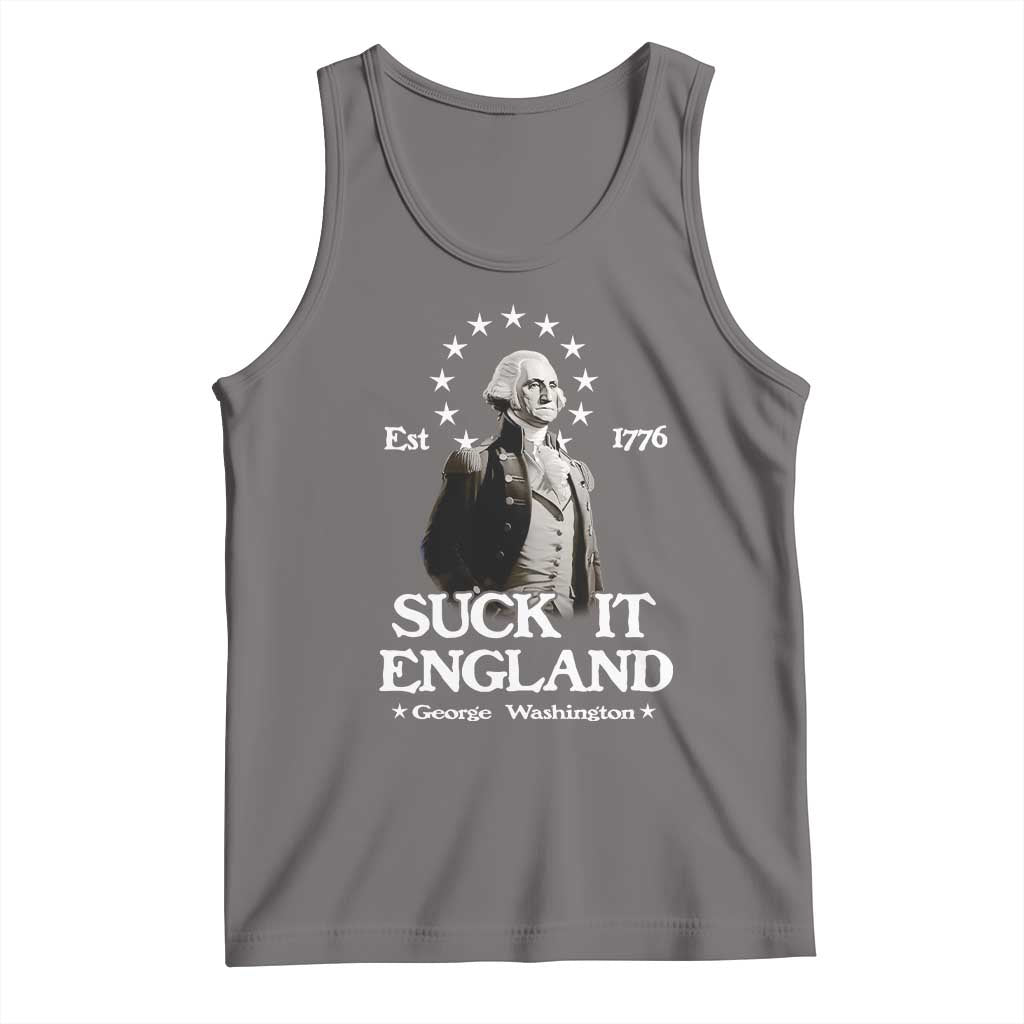 Funny Suck It England Tank Top 4th of July 1776 George Washington TS11 Deep Heather Print Your Wear